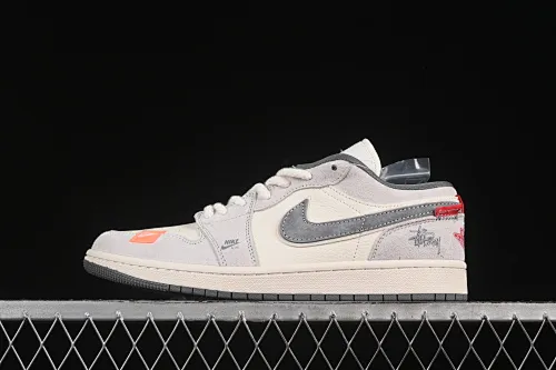 All categories Air Jordan Jordan series basketball shoes Air Jordan 1 Low High-end customized low-top sneakers Air Jordan 1 Low AJ1 Joe 1 Stussy co-branded Red Label Rice Gray Pig Eight High-end customized low-top retro basketball shoes YX5066-305